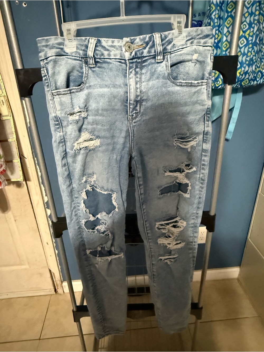 American Age Light Wash Ripped Skinny Jeans